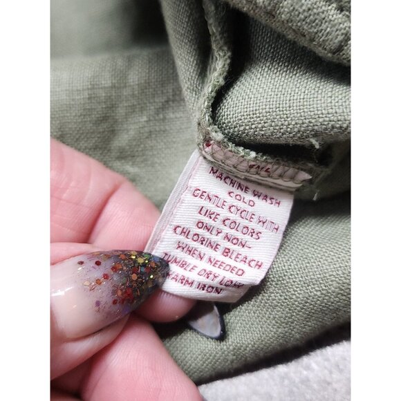 JM Collection Women's 12P 100% Linen Safari Button up Military Jacket Olive - Picture 6 of 9